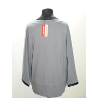 Bluzka kimono z dekoltem odszytym wężową skórką - szara